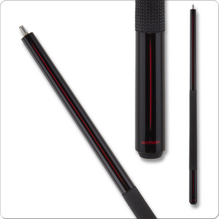 Action Jump Break Cue – Black & Red | 14mm Phenolic Tip, Seamless Silicone Wrap