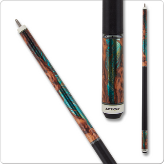 Action ACT160 Fractal Pool Cue – Honey & Teal Epoxy Resin Design, Hard Rock Maple Billiards Stick with Irish Linen Wrap