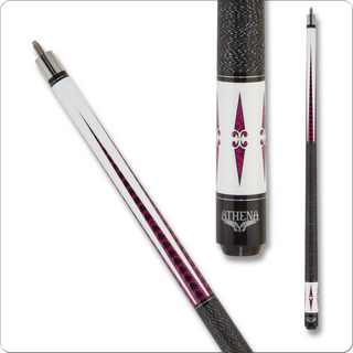 Athena ATH52 Cue – Pearl White & Pink Design | 12.5mm Tip, Piloted 5/16x18 Joint, 10" Extension Included