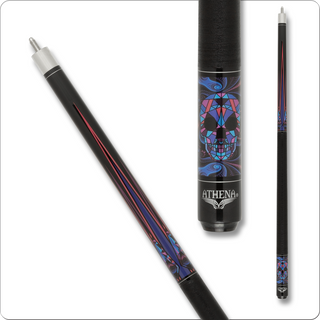 Athena ATH55 Cue – Skull Graphic, 13mm Tip, Piloted 5/16x18 Joint, Extension Included