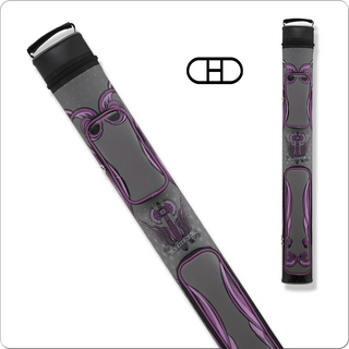 Athena ATHC13 Cue Case – 2x2, 34", Grey/Black with Purple Feathers & Warrior Wings Design