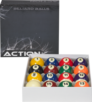 Action Pool Ball Sets – 2.25" Polyresin Billiard Balls – Economy, Standard, or Deluxe 16 Ball Sets