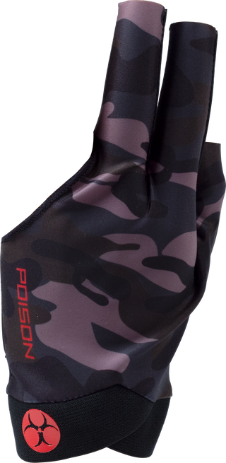 Poison BGLPOIG Glove - Left Hand Bridge Glove for Pool & Billiards | Fingerless, Green Camo | S/M & L/XL