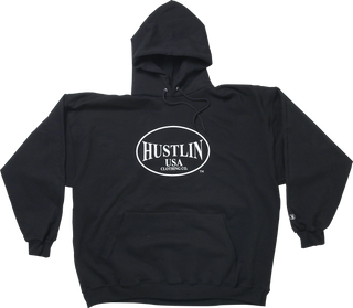 Hustlin USA HUSHOOD Men’s Pullover Hoodie – Classic Black with Hustlin Logo (M, L, XL, 2XL)