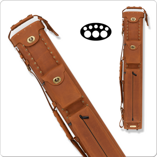 Instroke ISB35 Buffalo Cue Case – 3 Butts / 5 Shafts – Brown Leather Hard Case