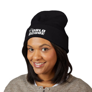 World Invite Embroidered Cuffed Beanie — Classic Black Winter Hat