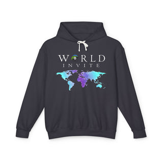 World Invite Hoodie - Unisex Lightweight Sweatshirt for Travelers, Adventure Seekers, Global Citizens, Gift Ideas