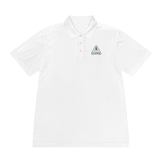 Men's White Sport Polo Shirt — Small 'Players' Triangle Logo Chest