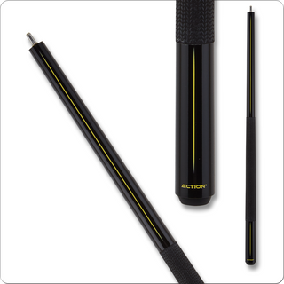 Action Jump Break Cue – Black & Yellow | 14mm Phenolic Tip, Seamless Silicone Wrap