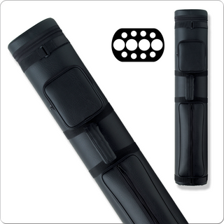 Action AC48 Hard Pool Cue Case – Holds 4 Butts & 8 Shafts, Heavy-Duty Vinyl Oval Cue Case with Accessory Pockets & Carry Handle – Black