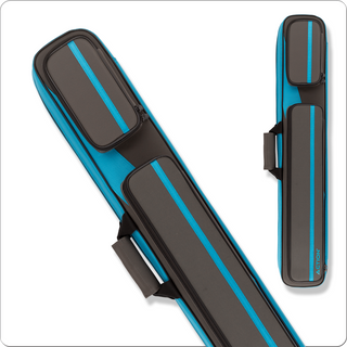 Action ACSC12 Soft Cue Case – Holds 3 Butts & 5 Shafts, Soft Vinyl, Oval Shape, Zipper & Butterfly Opening, Blue, Backpack Straps, Lightweight & Portable