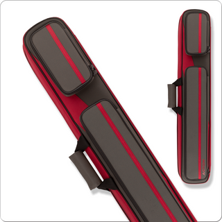Action ACSC14 Soft Cue Case – Holds 3 Butts & 5 Shafts, Soft Vinyl, Oval Shape, Zipper & Butterfly Opening, Red, Backpack Straps, Lightweight & Portable