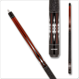 Action ACT109 Exotic Cue – Cherry Wood with Black & White Overlays – 18–21oz
