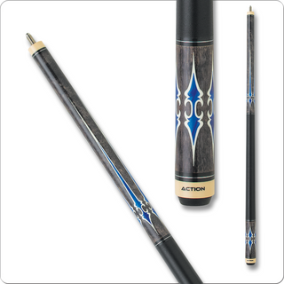 Action ACT137 Exotic Cue – Dark Gray Maple with Floating White & Marble Blue Points – 18–21oz
