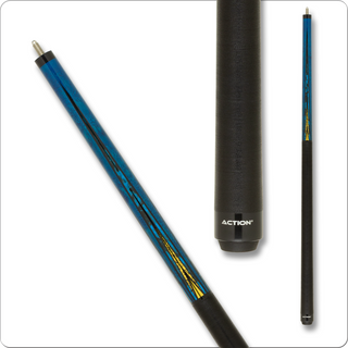 Action ACT173 Fractal Pool Cue – Blue Stained Maple with Gold Foil Points, Hard Rock Maple Shaft & Irish Linen Wrap