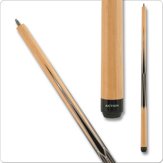 Action ACTSP11 Sneaky Pete Cue – 18–21oz, 13mm 7-Layered Tip, Natural Maple with Black & White Floating Diamond Points