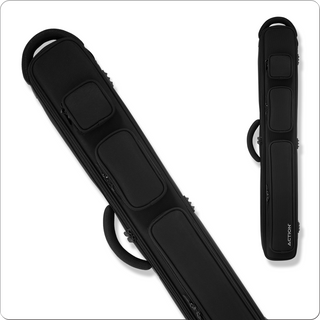 Action ACX24 2x4 Soft Cue Case – Black Textured Cloth Billiard Bag with Full-Zip Opening & Backpack Straps – Holds 2 Butts/4 Shafts