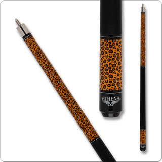 Athena ATH62 Pool Cue – Leopard Print Design – 12.5mm Boar Skin Tip – 17–21oz Options