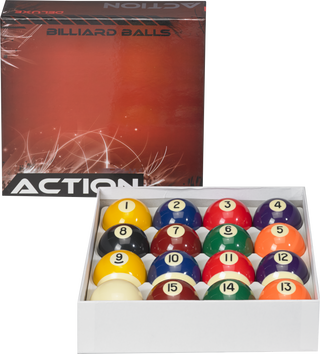 Action Pool Ball Sets – 2.25" Polyresin Billiard Balls – Economy, Standard, or Deluxe 16 Ball Sets