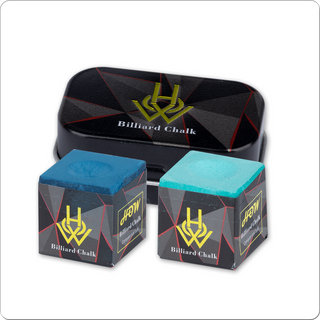 HOW Billiard Chalk – 2 Piece Set – Square Pool Cue Chalk with Metal Holder (Blue or Green)