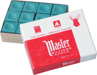 Master Pool Cue Chalk – Professional Billiard Chalk – 12pc or 144pc Bulk Box – Multiple Colors – Made in USA – Reliable Grip & Reduced Miscues
