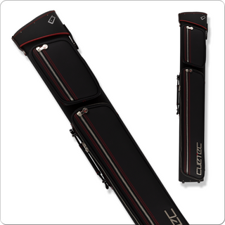 Cuetec Proline CTCP24 Hard Cue Case – 2 Butts & 4 Shafts, Black Vinyl with Red Stitching
