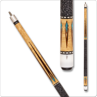 Schon CX03 Pool Cue – Birdseye Maple with Cocobolo Points, Turquoise & Ebony Inlays – 13mm Tip, 29" Maple Shaft