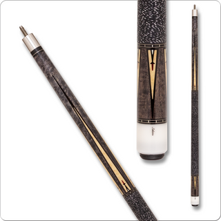 Schon CX37 Pool Cue – Grey Stained Maple with Ebony & Red Inlay – 13mm Tip, 29" Shaft