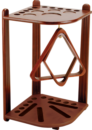 FR10 Floor Rack – Pool Cue and Ball Storage Stand with Built-In Coasters | Holds 10 Cues | 27.5" x 14.25" x 17.5" | Available in Chocolate / Honey / Midnight / Wine Finish