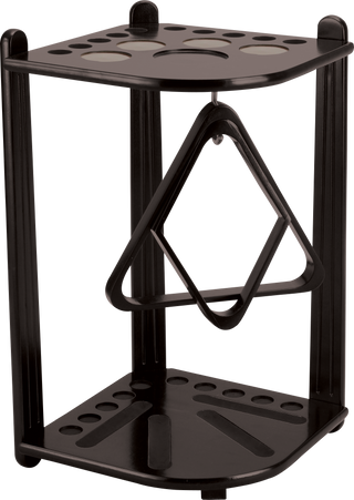 FR10 Floor Rack – Pool Cue and Ball Storage Stand with Built-In Coasters | Holds 10 Cues | 27.5" x 14.25" x 17.5" | Available in Chocolate / Honey / Midnight / Wine Finish