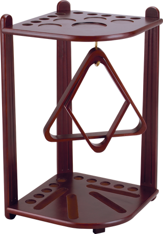 FR10 Floor Rack – Pool Cue and Ball Storage Stand with Built-In Coasters | Holds 10 Cues | 27.5" x 14.25" x 17.5" | Available in Chocolate / Honey / Midnight / Wine Finish