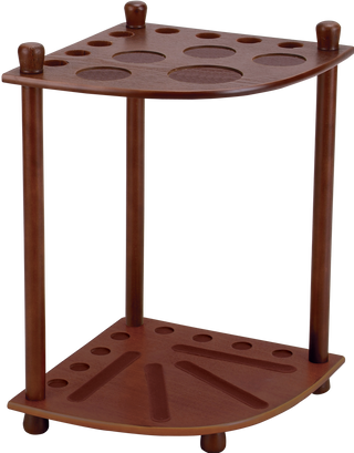 FR8 Floor Rack – Pool Cue and Ball Storage Stand with Built-In Coasters | Holds 8 Cues | 16" x 23" x 14.5" | Available in Chocolate / Honey / Midnight / Wine Finish