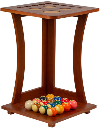 FRD9 Floor Rack – Pool Cue and Ball Storage Stand | Holds 9 Cues with Ball Area | 25"(H) x 15.5"(W) x 15.5"(L) | Available in Chocolate / Honey / Midnight / Wine Finish