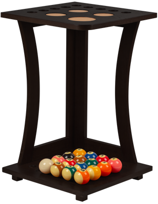 FRD9 Floor Rack – Pool Cue and Ball Storage Stand | Holds 9 Cues with Ball Area | 25"(H) x 15.5"(W) x 15.5"(L) | Available in Chocolate / Honey / Midnight / Wine Finish