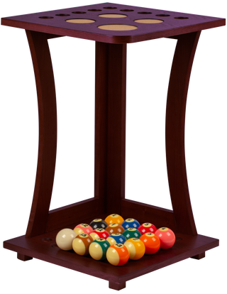 FRD9 Floor Rack – Pool Cue and Ball Storage Stand | Holds 9 Cues with Ball Area | 25"(H) x 15.5"(W) x 15.5"(L) | Available in Chocolate / Honey / Midnight / Wine Finish