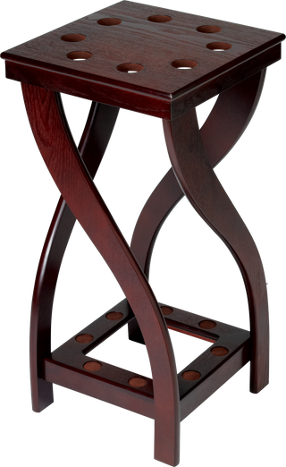 FRTWIST Twist Floor Rack – Pool Cue and Ball Storage Stand | Holds 8 Cues | Compact 24"x12"x12" Design | Available in Chocolate / Honey / Midnight / Wine Finish | Stylish Twisted Frame