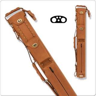 Instroke ISB23 Buffalo Cue Case – 2 Butts / 3 Shafts – Brown Leather