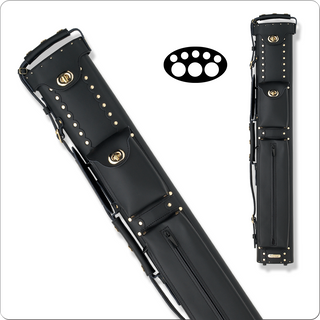Instroke ISC35 Cowboy Cue Case – Black | 3 Butts & 5 Shafts | Leather Hard Pool Cue Case with Clasps