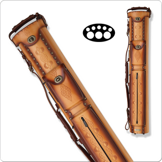 Instroke IST35 Tooled Cue Case | 3 Butts & 5 Shafts | Handcrafted Leather Hard Pool Case