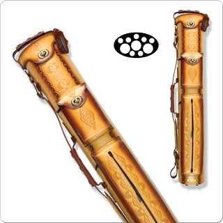 Instroke IST37 Tooled Cue Case | 3 Butts & 7 Shafts | Handcrafted Leather Hard Pool Case