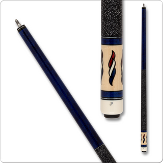 Pechauer JP2505 JP Series Cue – Blue Maple, Red/Ivory/Blue Inlays, 12.75mm Jade Tip, Irish Linen Wrap
