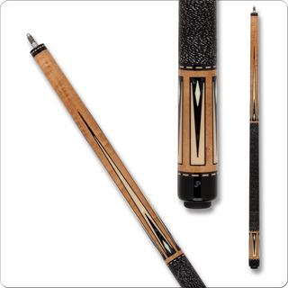 Pechauer JP2517 JP Series Cue – Natural Maple with Ebony, Black Pearl & Ivory Diamond Inlays, 12.75mm Tip