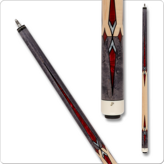 Pechauer JP2518 JP Series Cue – Smoke Maple with Red Pearl Points & Pearl Inlays, 12.75mm Tip