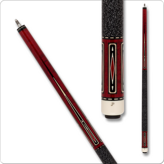 Pechauer JP2521 JP Series Cue – Wine Stained Maple with Red Pearl & Ivory Inlays, 12.75mm Tip