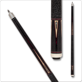 Pechauer JP25R15 Pro Series Cue – Red/Black Points, Pearl Inlays, Linen Wrap, 12.75mm Tip