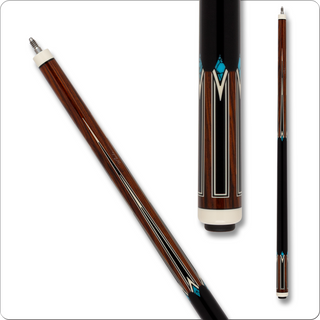 Pechauer JP25R17 Pro Series Cue – Cocobolo with Ivory & Turquoise Diamonds, No Wrap