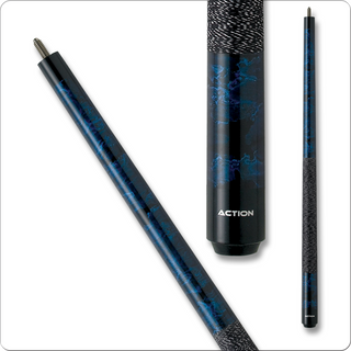 Action Junior Pool Cue – Navy Swirl Maple Billiard Cue with Nylon Wrap | 48" & 52" Kids & Youth Pool Stick | Hard Rock Maple with Fiber Ferrule