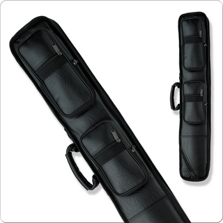 Lucasi LC3 Custom 4x8 Soft Cue Case – Black Vinyl – Holds 4 Butts & 8 Shafts – Zippered – Adjustable Strap