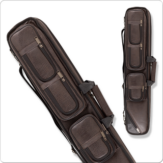 Lucasi LC5 Leatherette 4x8 Soft Cue Case – Brown – Holds 4 Butts & 8 Shafts – Zippered – Adjustable Strap