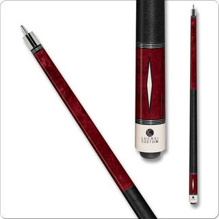 Lucasi LZD1 Custom Cue – Crimson Birdseye Maple, Zero Flexpoint Shaft, Tiger Everest Tip, Uni-Loc – Available in 18–21oz